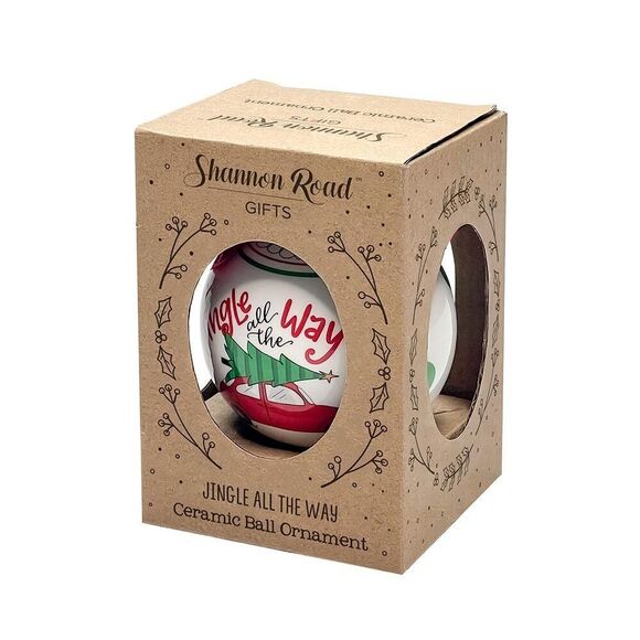 Jingle All The Way Ceramic Painted Ball Ornament - Picture 2 of 2
